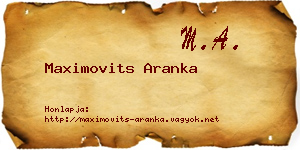 Maximovits Aranka névjegykártya
